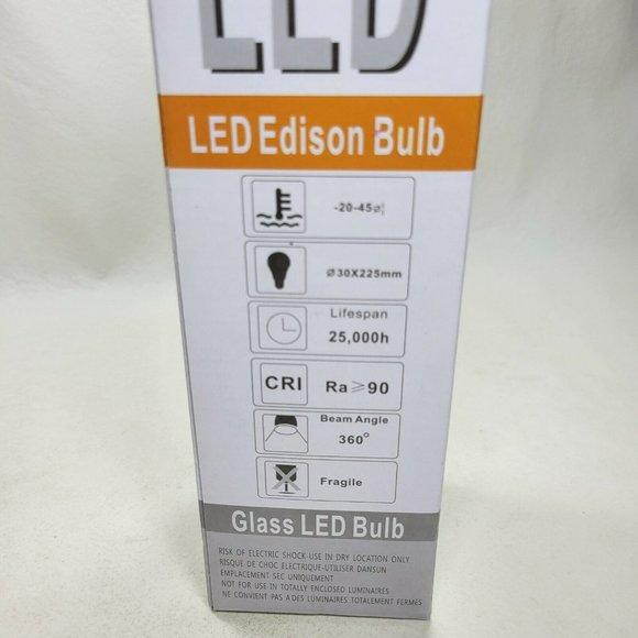 4-Pack T10/T30 Glass LED Edison Bulbs 9" Clear Dimmable 3000k - E26/E27 Base 8W - Picture 3 of 4